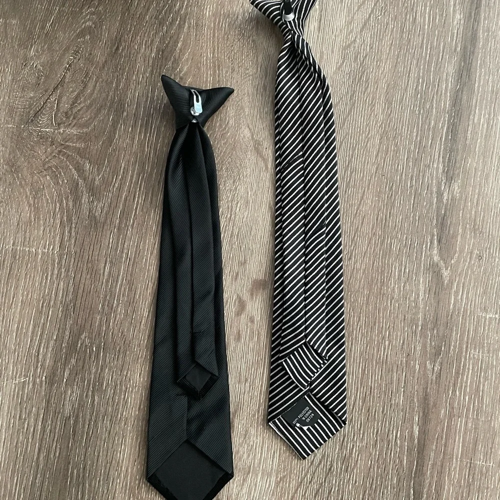 Elegant Black and Striped Clip on Ties